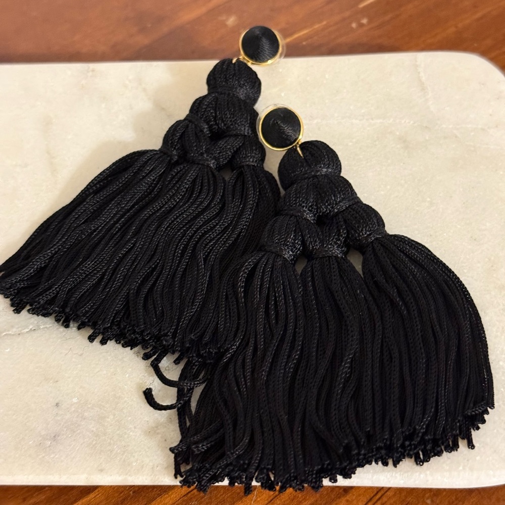 BaubleBar Black Tassel Earrings